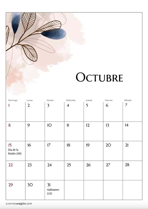 Personaliza Este Calendario Para Imprimir Y Regalar Octubre